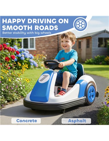 AIYAPLAY Kids Bumper Car with 360-Degree Rotation, 6V Electric Ride On Car with Music and Horn for 3-8 Years Old, Blue
