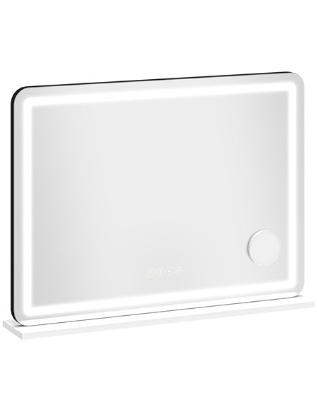 HOMCOM Vanity Mirror with Lights, Dimmable Makeup Mirror with Adjustable Colour Temperature, RGB Light, Bluetooth Speaker White - pic 198016 | FastDaddyshop