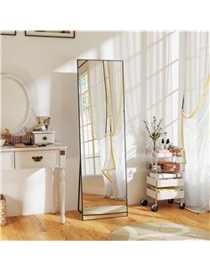 HOMCOM Full Length Mirror, Aluminium Alloy Framed Full Body Mirror with Tempered Glass, Standing or Wall Hanging, Black 2