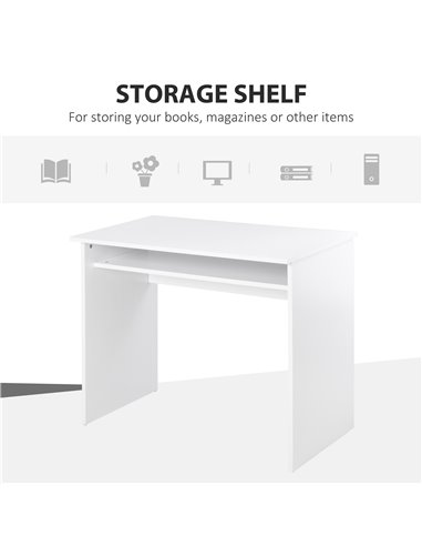 HOMCOM Computer Writing Desk with Storage Compartment Workstation Learning Center for Home Office 90W x 50D(cm) - White
