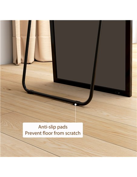 HOMCOM Full Length Mirror, Aluminium Alloy Framed Full Body Mirror with Tempered Glass, Standing or Wall Hanging, Black - pic 198030 | FastDaddyshop