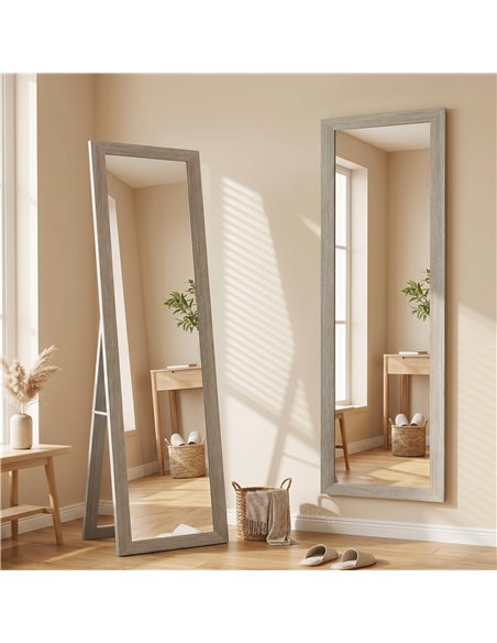 HOMCOM Full Length Mirror, 37 x 157 cm, Hanging or Freestanding, Rectangular Full Body Mirror for Living Room, Bedroom, Grey - pic 198035 | FastDaddyshop