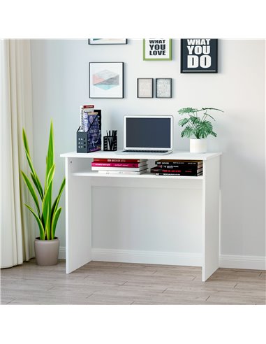 HOMCOM Computer Writing Desk with Storage Compartment Workstation Learning Center for Home Office 90W x 50D(cm) - White
