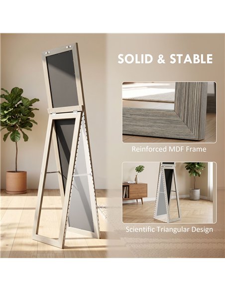 HOMCOM Full Length Mirror, 37 x 157 cm, Hanging or Freestanding, Rectangular Full Body Mirror for Living Room, Bedroom, Grey - pic 198040 | FastDaddyshop