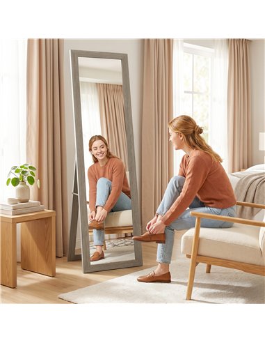 HOMCOM Full Length Mirror, 37 x 157 cm, Hanging or Freestanding, Rectangular Full Body Mirror for Living Room, Bedroom, Grey