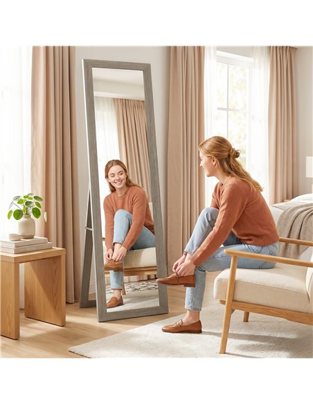 HOMCOM Full Length Mirror, 37 x 157 cm, Hanging or Freestanding, Rectangular Full Body Mirror for Living Room, Bedroom, Grey - pic 198041 | FastDaddyshop