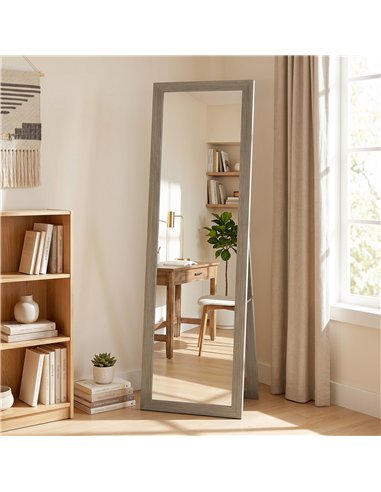 HOMCOM Full Length Mirror, 37 x 157 cm, Hanging or Freestanding, Rectangular Full Body Mirror for Living Room, Bedroom, Grey