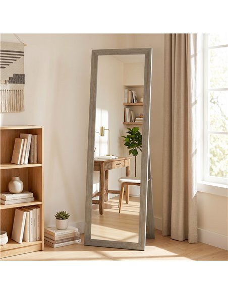 HOMCOM Full Length Mirror, 37 x 157 cm, Hanging or Freestanding, Rectangular Full Body Mirror for Living Room, Bedroom, Grey - pic 198042 | FastDaddyshop