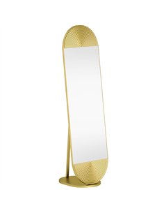 HOMCOM 50 x 161 cm Wavy Full Length Mirror, Free Standing Mirror with Metal Frame and Solid Base, Gold Tone