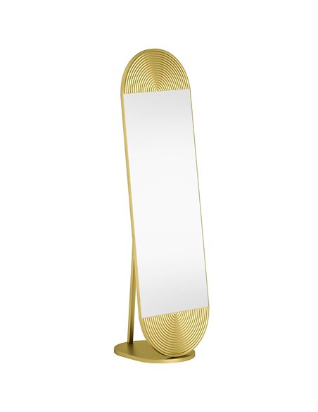 HOMCOM 50 x 161 cm Wavy Full Length Mirror, Free Standing Mirror with Metal Frame and Solid Base, Gold Tone - pic 198043 | FastDaddyshop