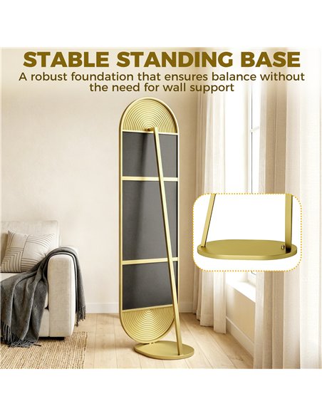 HOMCOM 50 x 161 cm Wavy Full Length Mirror, Free Standing Mirror with Metal Frame and Solid Base, Gold Tone - pic 198048 | FastDaddyshop