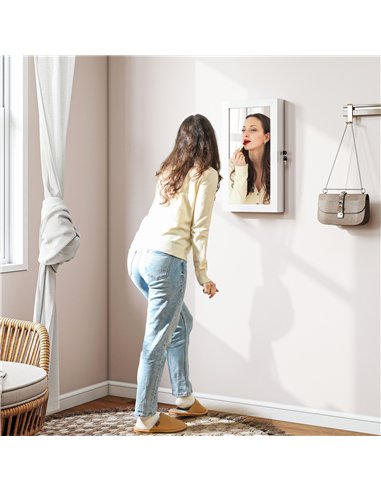 HOMCOM Jewelry Cabinet, Jewelry Storage Cabinet with Mirror, White