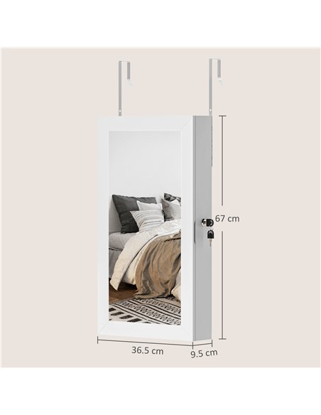 HOMCOM Jewelry Cabinet, Jewelry Storage Cabinet with Mirror, White - pic 198072 | FastDaddyshop