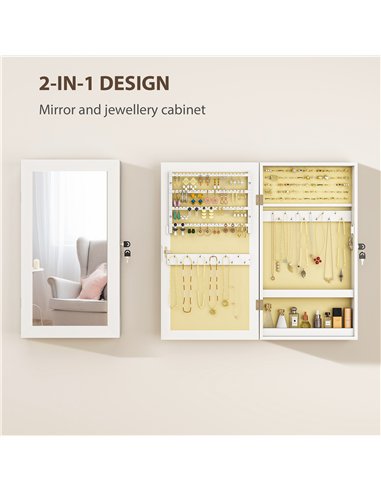HOMCOM Jewelry Cabinet, Jewelry Storage Cabinet with Mirror, White