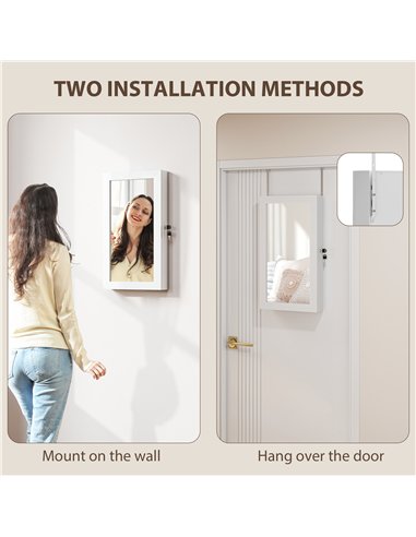 HOMCOM Jewelry Cabinet, Jewelry Storage Cabinet with Mirror, White