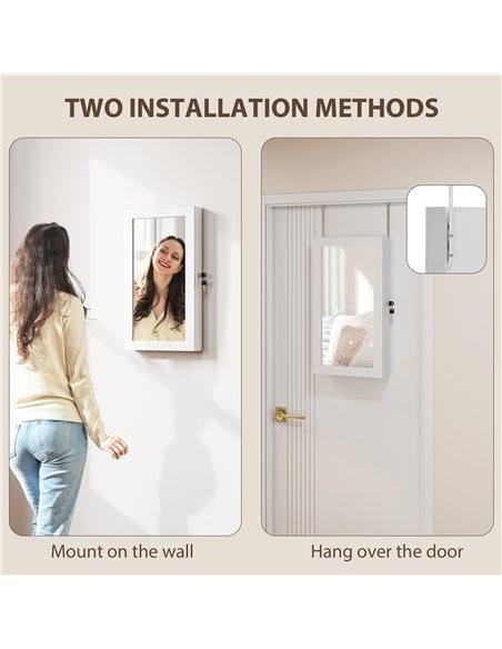 HOMCOM Jewelry Cabinet, Jewelry Storage Cabinet with Mirror, White - pic 198075 | FastDaddyshop
