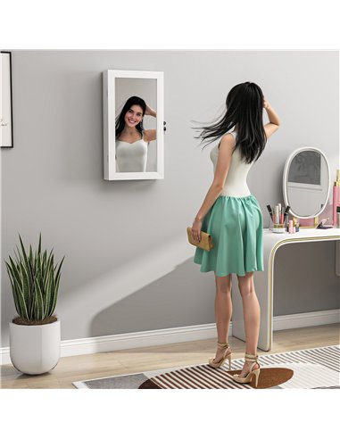 HOMCOM Jewelry Cabinet, Jewelry Storage Cabinet with Mirror, White