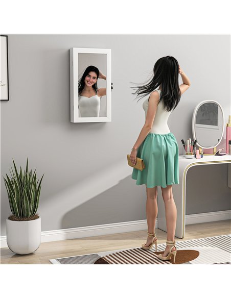 HOMCOM Jewelry Cabinet, Jewelry Storage Cabinet with Mirror, White - pic 198077 | FastDaddyshop