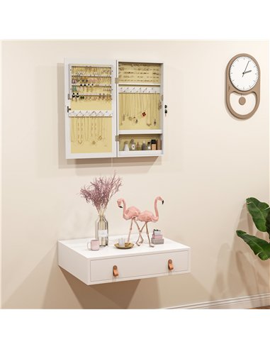 HOMCOM Jewelry Cabinet, Jewelry Storage Cabinet with Mirror, White