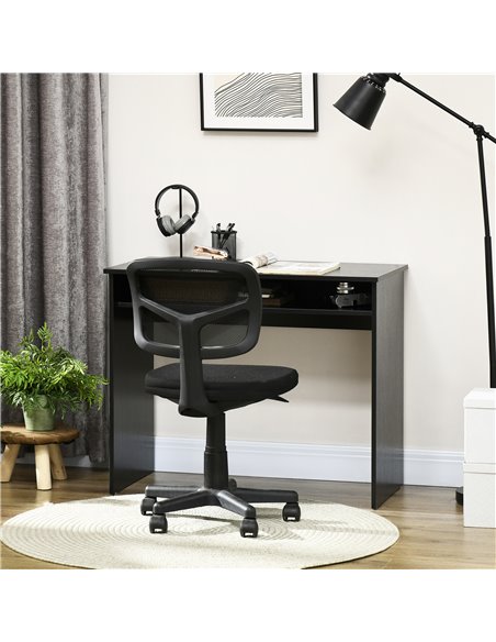 HOMCOM Computer Writing Desk with Storage Compartment, 90W x 50 Dcm, Black - pic 19808 | FastDaddyshop