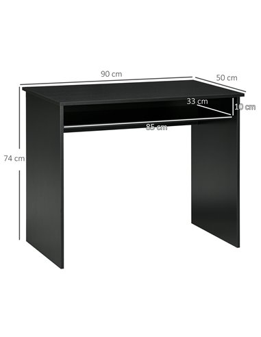 HOMCOM Computer Writing Desk with Storage Compartment, 90W x 50 Dcm, Black