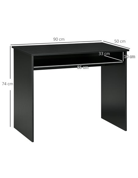 HOMCOM Computer Writing Desk with Storage Compartment, 90W x 50 Dcm, Black - pic 19809 | FastDaddyshop