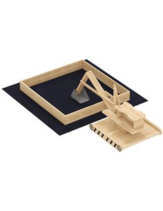 AIYAPLAY Wooden Sand Pit with Digger, Kids Sandbox Outdoor, SandPit with 360 Swivel Seat and Bottom Liner