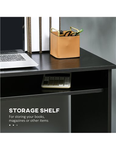 HOMCOM Computer Writing Desk with Storage Compartment, 90W x 50 Dcm, Black