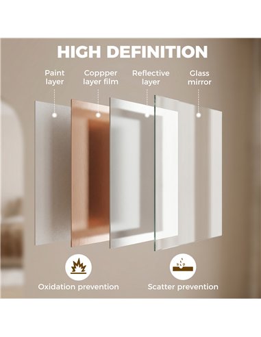 HOMCOM Wall-Mounted Bathroom Mirror, 70 x 50 cm Wall Mirror for Living Room, Bedroom, Hallway, White