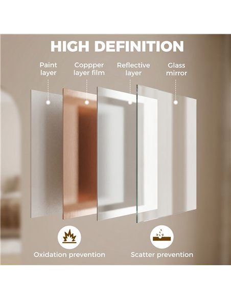 HOMCOM Wall-Mounted Bathroom Mirror, 70 x 50 cm Wall Mirror for Living Room, Bedroom, Hallway, White - pic 198111 | FastDaddyshop