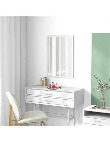 HOMCOM Wall-Mounted Bathroom Mirror, 70 x 50 cm Wall Mirror for Living Room, Bedroom, Hallway, White