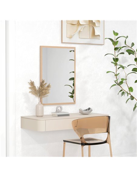 HOMCOM Wall Bathroom Mirror, 70 x 50 cm Wall-Mounted Mirror for Living Room, Bedroom, Hallway, Natural Wood - pic 198116 | FastDaddyshop
