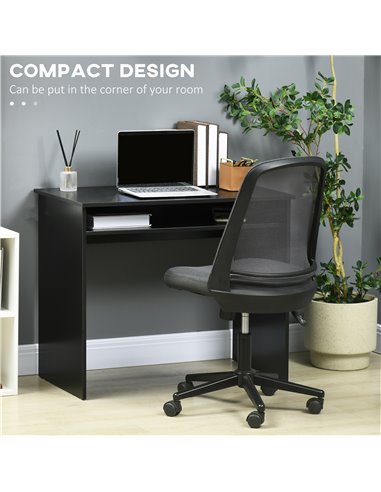HOMCOM Computer Writing Desk with Storage Compartment Workstation Learning Center for Home Office 90W x 50D(cm) - Black