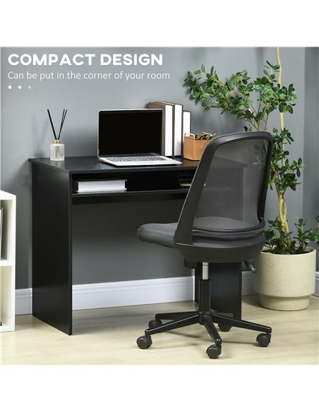 HOMCOM Computer Writing Desk with Storage Compartment Workstation Learning Center for Home Office 90W x 50D(cm) - Black - pic 19812 | FastDaddyshop