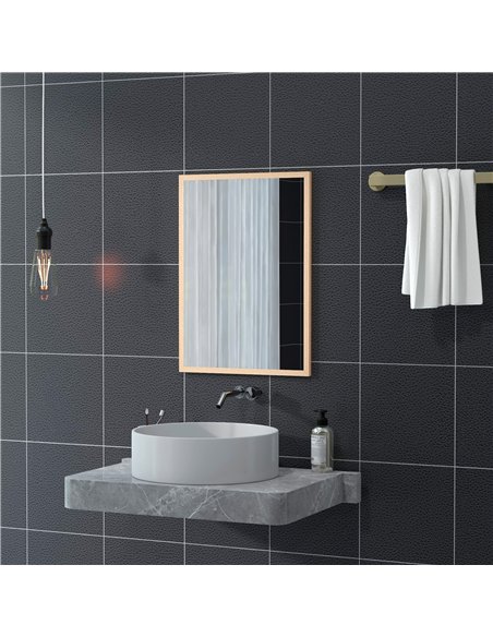 HOMCOM Wall Bathroom Mirror, 70 x 50 cm Wall-Mounted Mirror for Living Room, Bedroom, Hallway, Natural Wood - pic 198121 | FastDaddyshop