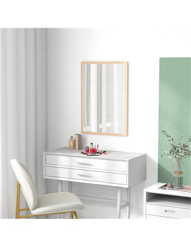 HOMCOM Wall Bathroom Mirror, 70 x 50 cm Wall-Mounted Mirror for Living Room, Bedroom, Hallway, Natural Wood