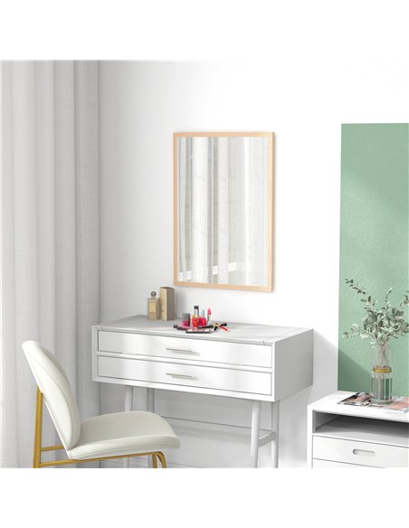 HOMCOM Wall Bathroom Mirror, 70 x 50 cm Wall-Mounted Mirror for Living Room, Bedroom, Hallway, Natural Wood - pic 198122 | FastDaddyshop