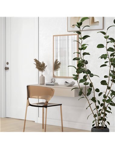 HOMCOM Wall Bathroom Mirror, 70 x 50 cm Wall-Mounted Mirror for Living Room, Bedroom, Hallway, Natural Wood