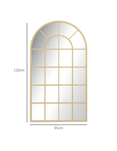 HOMCOM 110 x 65 cm Arched Decorative Wall Mirror for Bedroom Living Room, Modern Window Bathroom Mirror for Home Decor