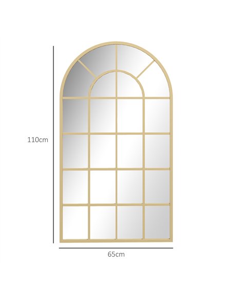 HOMCOM 110 x 65 cm Arched Decorative Wall Mirror for Bedroom Living Room, Modern Window Bathroom Mirror for Home Decor - pic 198126 | FastDaddyshop