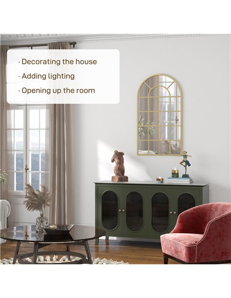 HOMCOM 110 x 65 cm Arched Decorative Wall Mirror for Bedroom Living Room, Modern Window Bathroom Mirror for Home Decor - pic 198127 | FastDaddyshop