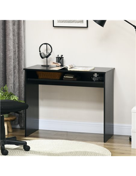 HOMCOM Computer Writing Desk with Storage Compartment Workstation Learning Center for Home Office 90W x 50D(cm) - Black - pic 19813 | FastDaddyshop