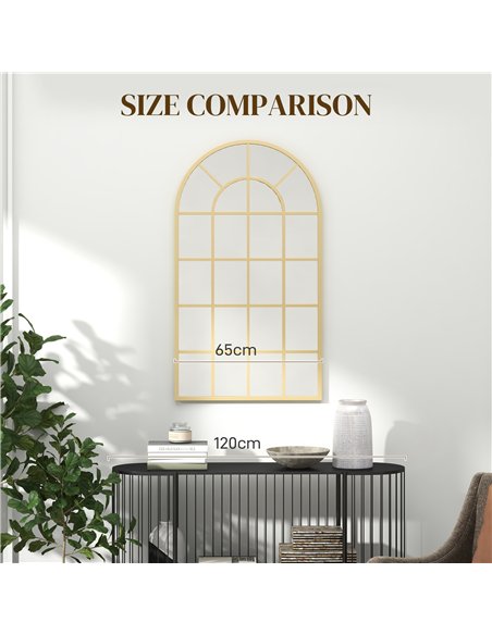 HOMCOM 110 x 65 cm Arched Decorative Wall Mirror for Bedroom Living Room, Modern Window Bathroom Mirror for Home Decor - pic 198130 | FastDaddyshop