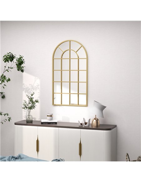 HOMCOM 110 x 65 cm Arched Decorative Wall Mirror for Bedroom Living Room, Modern Window Bathroom Mirror for Home Decor - pic 198131 | FastDaddyshop