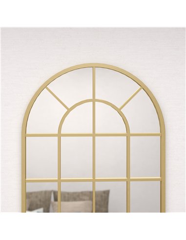 HOMCOM 110 x 65 cm Arched Decorative Wall Mirror for Bedroom Living Room, Modern Window Bathroom Mirror for Home Decor