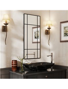 HOMCOM Decorative Grid Wall Mirror, with Back Hooks - Black 2
