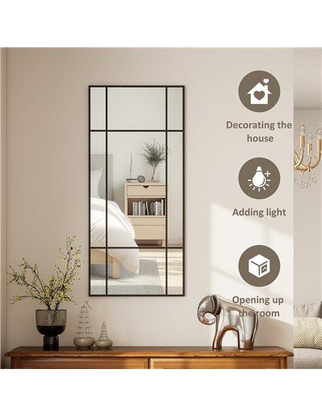HOMCOM Decorative Grid Wall Mirror, with Back Hooks - Black - pic 198136 | FastDaddyshop