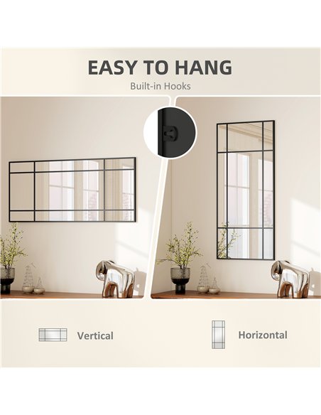 HOMCOM Decorative Grid Wall Mirror, with Back Hooks - Black - pic 198137 | FastDaddyshop