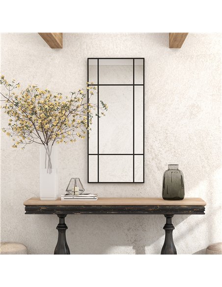 HOMCOM Decorative Grid Wall Mirror, with Back Hooks - Black - pic 198140 | FastDaddyshop