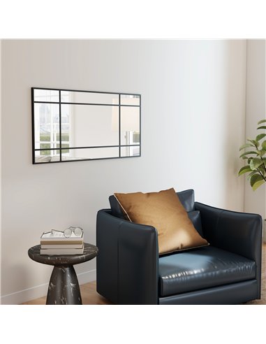 HOMCOM Decorative Grid Wall Mirror, with Back Hooks - Black